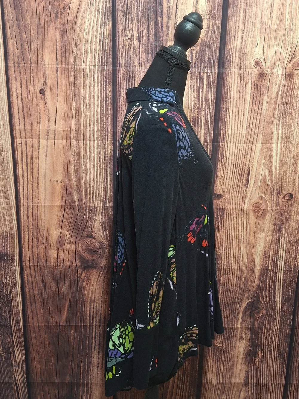 Free People Black Floral Butterfly Print Blouse Size Small!